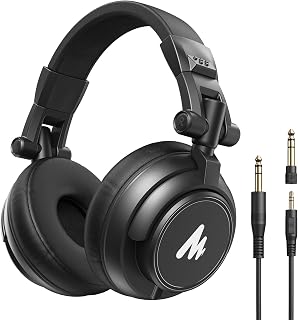 MAONO MH601 Wired Studio Headphone for Podcast Recording Stream DJ Mixing | Over Ear Headset with 50mm Drivers, Detachable 3.5mm/6.35mm Jack Cables for Audio Interface Mixer Microphone PC Monitoring