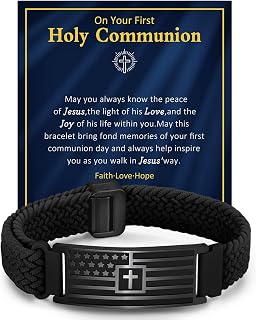 VNOX American Flag Cross Bible Verse Bracelet for Men Teen Boys Kids Stocking Stuffers,Religious Christian Jewelry Mens Easter Valentines Baptism Birthday Gift Ideas