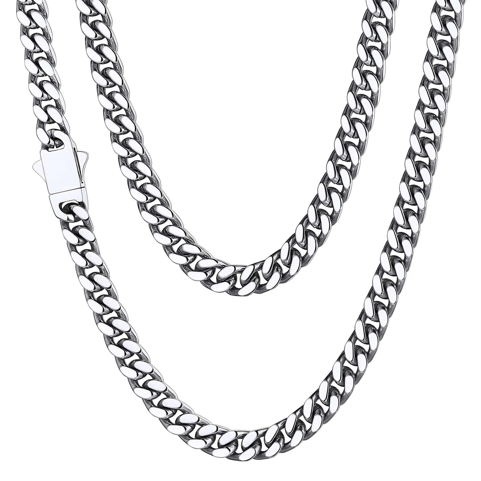 ChainsHouse Cuban Link Chain for Men, Stainless Steel Waterproof Necklace