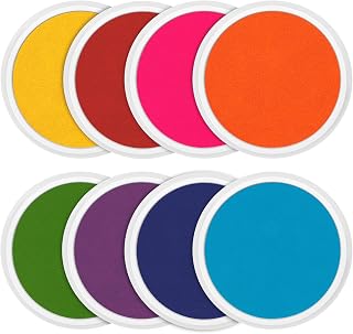 Nliyeisu Ink Pad Pads for Rubber stamps, 7"Stamp Pad with 8 Colors for Kids | Safe&amp; Washable, for Finger Painting, Perfect for Children's DIY Projects, Card Making, Kids Birthday Gifts