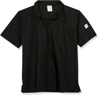 Mercer Culinary M60200BKL Millennia Unisex Cook Shirt with Wicking Mesh Back, Large, Black