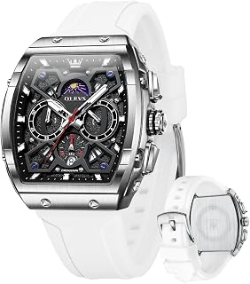 OLEVS Mens Quartz Analog Watch Stainless Steel Waterproof Luminous Date Two Tone Casual Wrist Watch