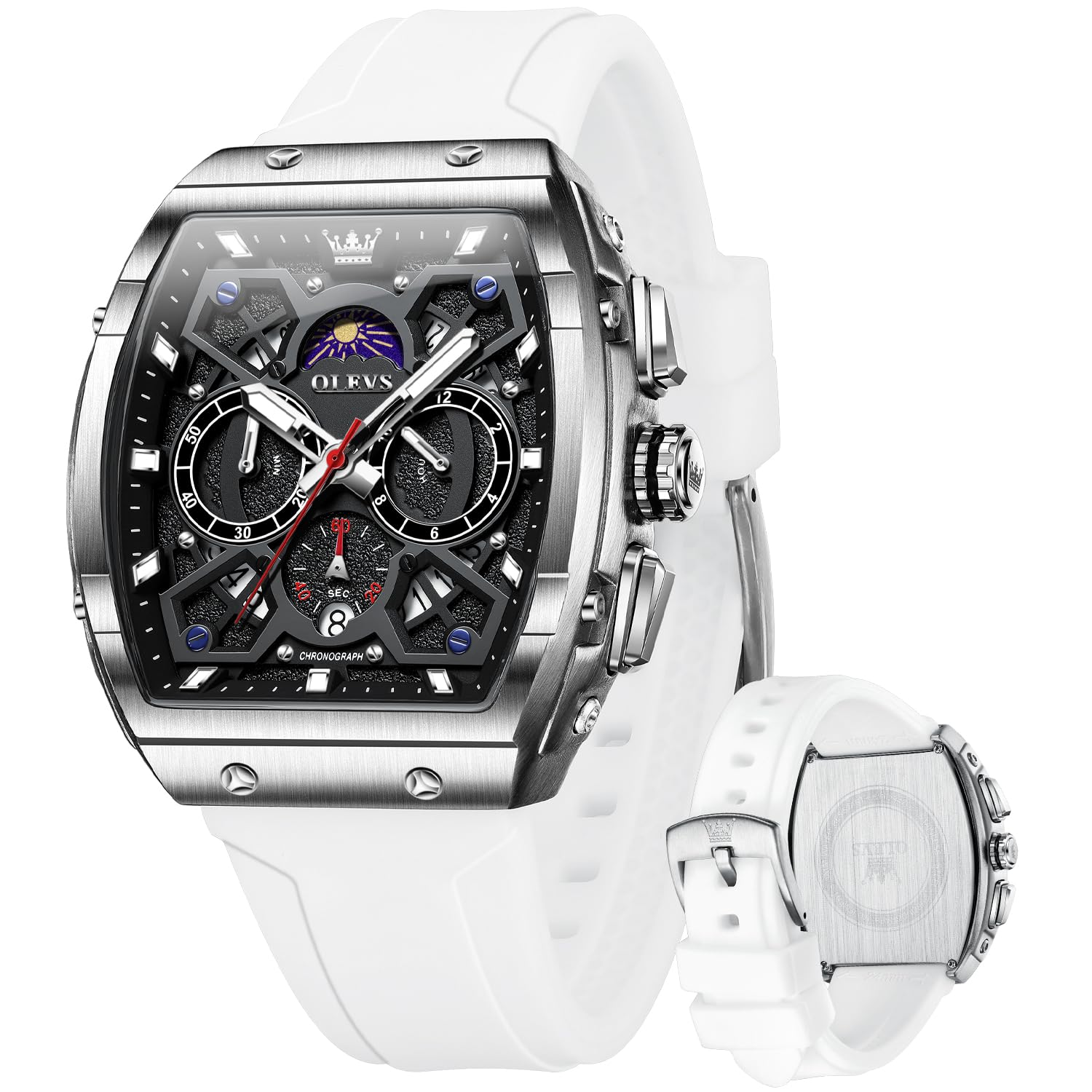 OLEVS Mens Quartz Analog Watch Stainless Steel Waterproof Luminous Date Two Tone