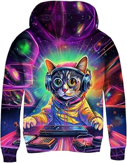 Fanient Pullover Boys Girls Fleece Hoodie with 3D Print Hoodie for Children with Kangaroo Pockets
