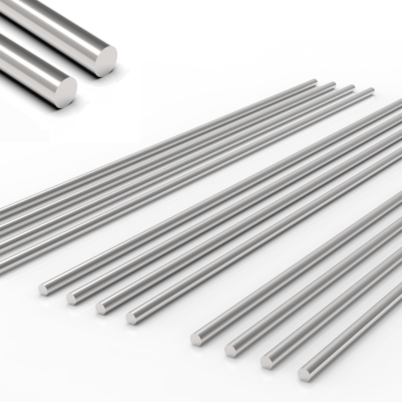 Lyrlidr 12Pcs 3 mm x 300 mm 304 Stainless Steel Rod, Metal Shaft | Stainless Ste