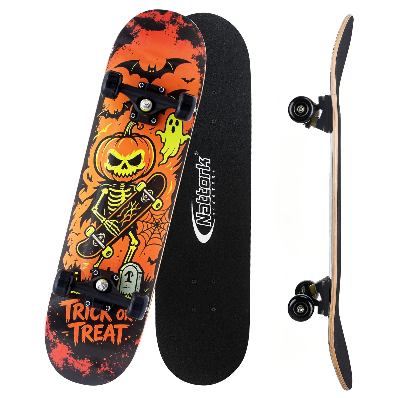 Nattork 31 Inch Complete Skateboard, Standard Skateboards for Beginners, Wood 9 