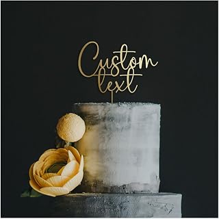 Pomchick - Wooden Custom Cake Topper with Your Text Personalised Party Decor Birthday Anniversary Far Away Christmas Graduation Wedding Engagement
