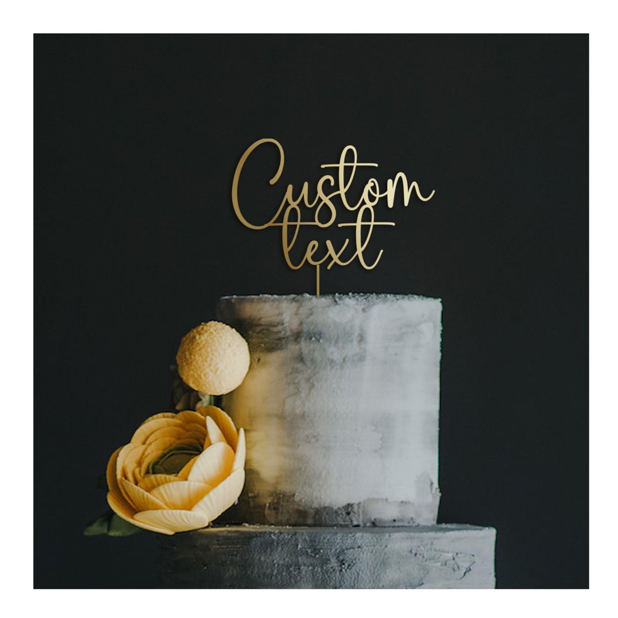 Pomchick - Wooden Custom Cake Topper with Your Text Personalised Party Decor Bir