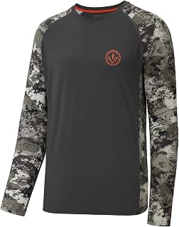BASSDASH Men's Lightweight Camo Shirt UPF 50+ Sun Protection Long Sleeve Hiking Fishing Performance Mesh Panels