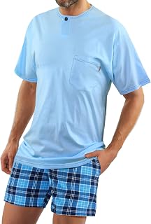 sesto senso Men's Short Pyjamas Cotton Short Sleeve T-Shirt Pyjama Bottoms