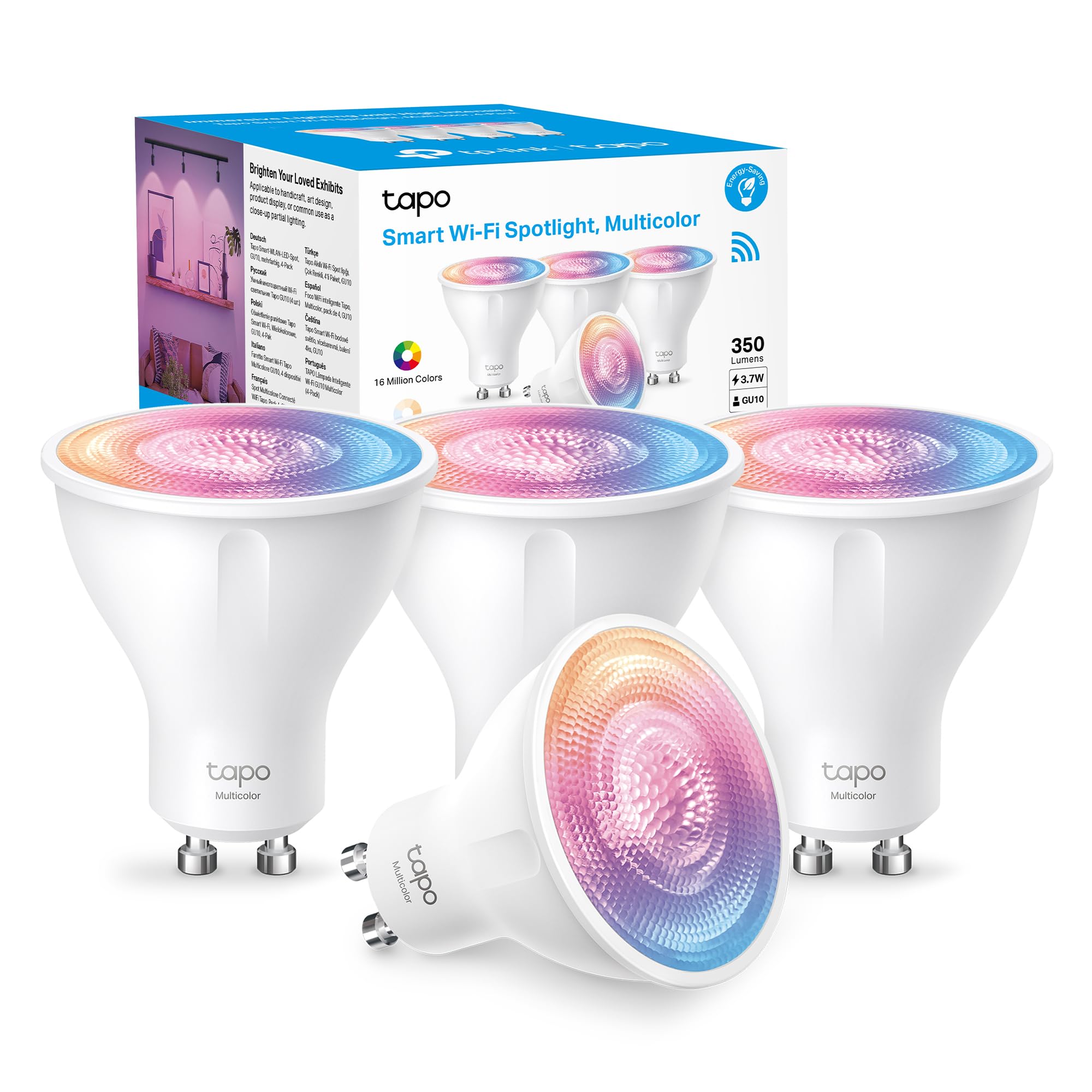 Tapo L630(4-Pack) GU10 Smart Bulb Multicolour Dimmable LED Light Bulb | 16M Colo
