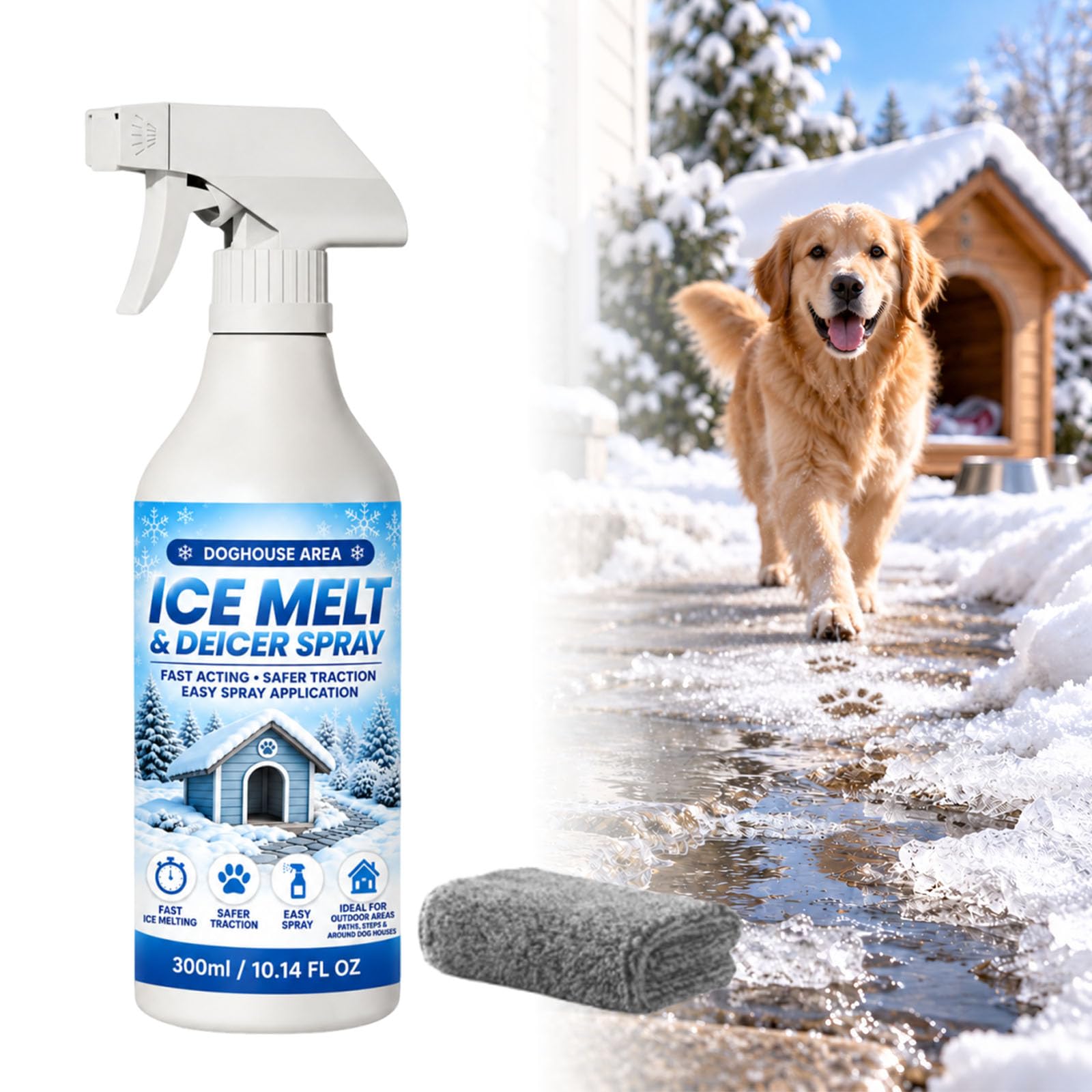 300ML Outdoor De-Icing & Snow Melting Spray,Ice Melt & Deicer Spray,Clear Steps,