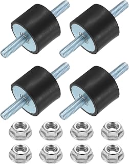 uxcell 4Pcs M6 x 18mm Rubber Mounts, 20 x 25mm Cylindrical Anti Vibration Isolator Studs Shock Absorber Double Studs with Nuts for Car Bobbin Generator Air Compressors