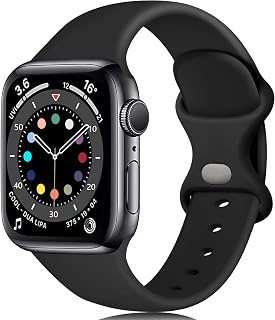 Epova Silicone Strap Compatible with Apple Watch Strap 40mm 38mm 41mm 42mm | Breathable Waterproof Replacement Straps for iWatch SE3 SE2 SE Series 12 11 10 9 8 7 6 5 4 3 2 1, Black, Small