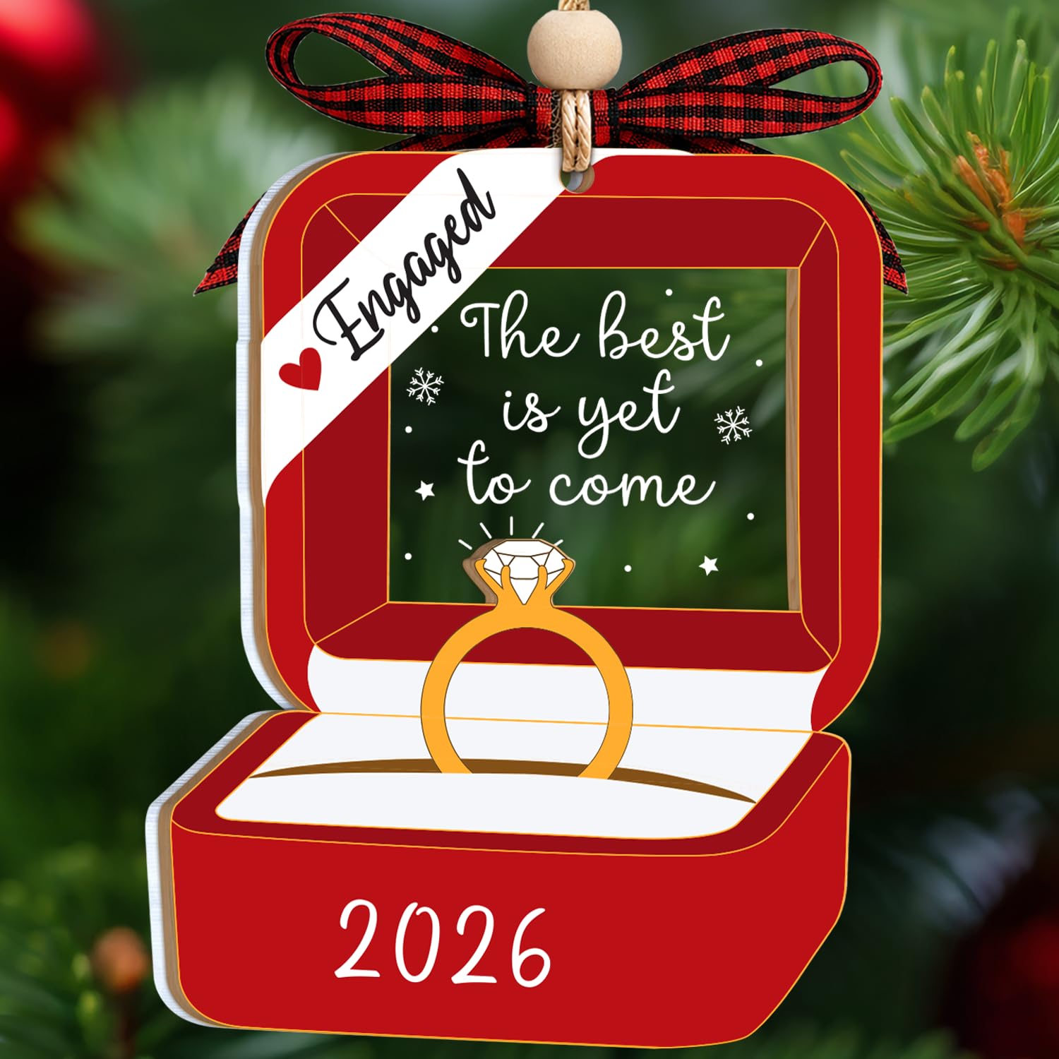 Engaged 2026 Ring Box The Best is Yet to Come Xmas Ornament