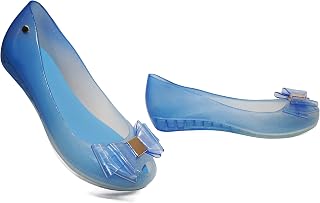 IVACHY Womens Jelly Ballet Shoes, Bow Details Slip-On Flats, Comfy Ladies Casual Wear Every-Day Closed Toe Ballerina Pumps