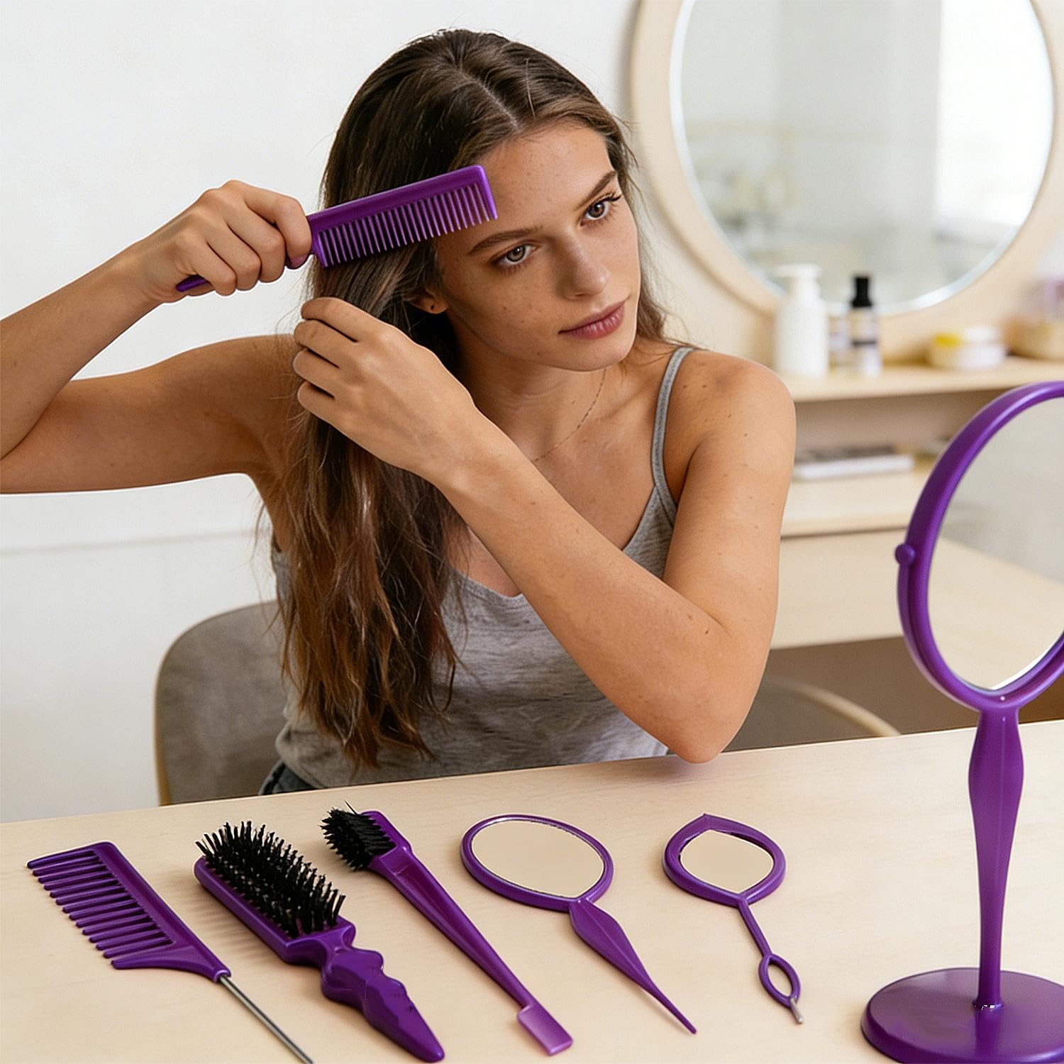 Hair Brush Set 5 Pieces Hair Brush for Women, Hair Brush with Hair Combs, Stylin