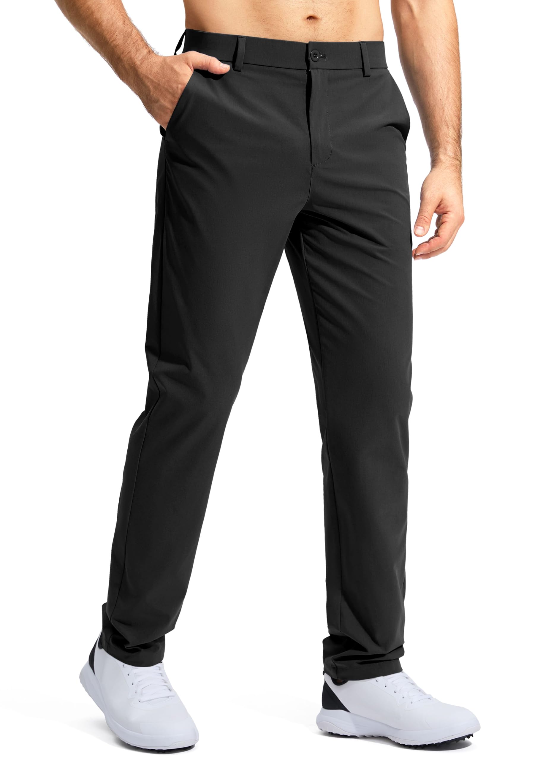 Pudolla Men's Golf Pants Stretch Work Dress Comfy Pants 30"/32"/34" Lightweight 