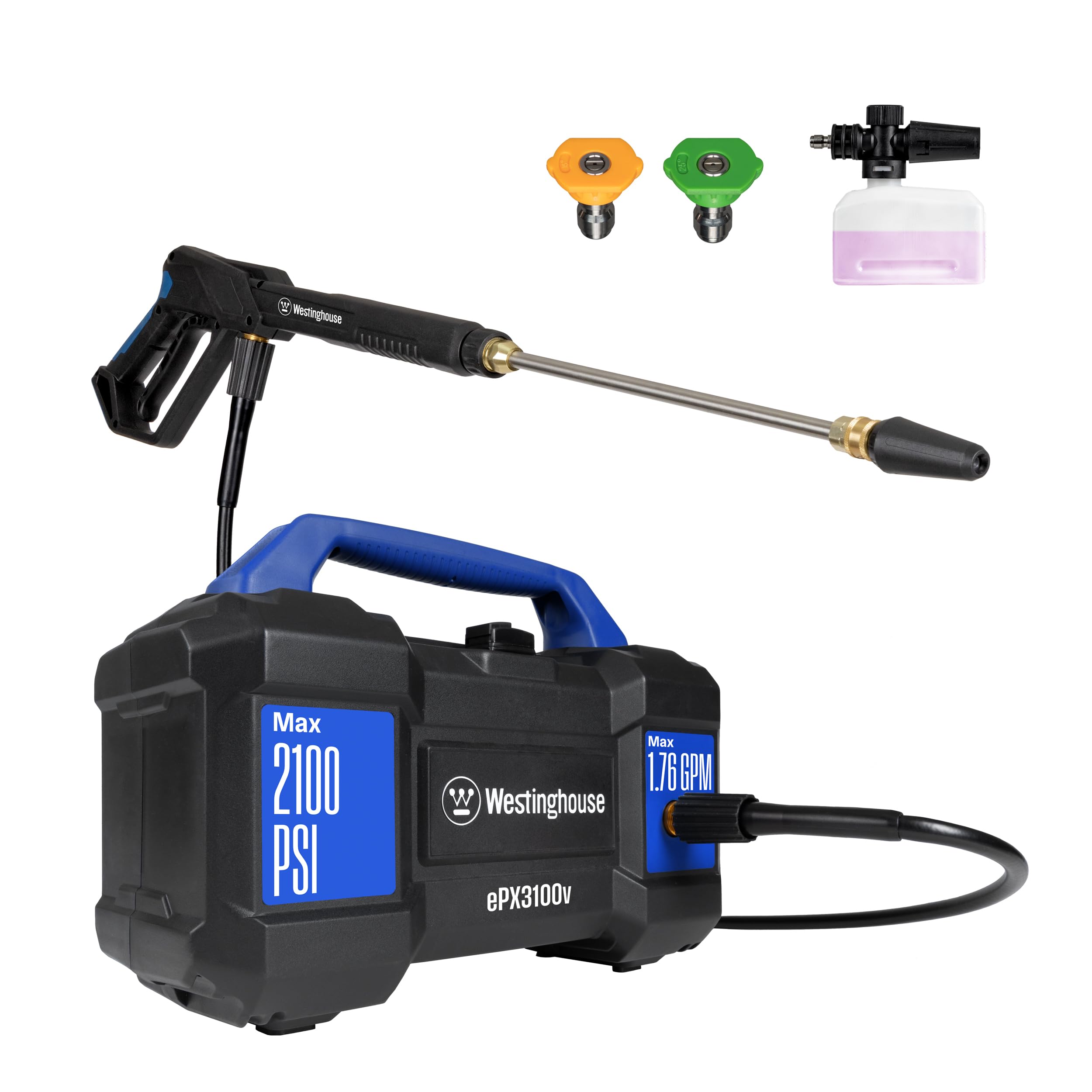 Westinghouse ePX3100v Electric Pressure Washer, 2100 Max PSI 1.76 Max GPM, Built