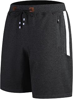 Zoxoz Men's Cotton Sports Shorts with Zip and Elastic Waist