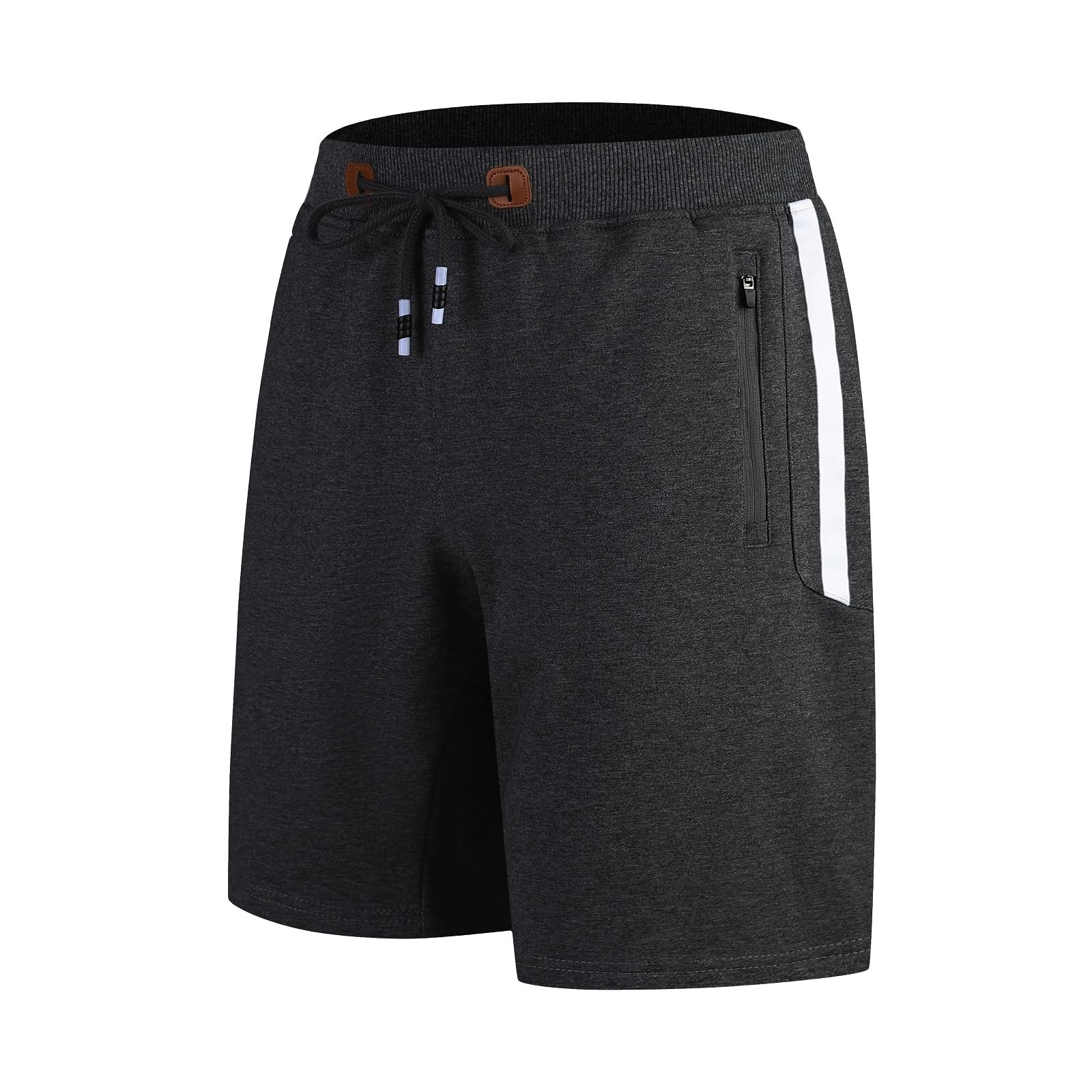 Zoxoz Men's Cotton Sports Shorts with Zip and Elastic Waist