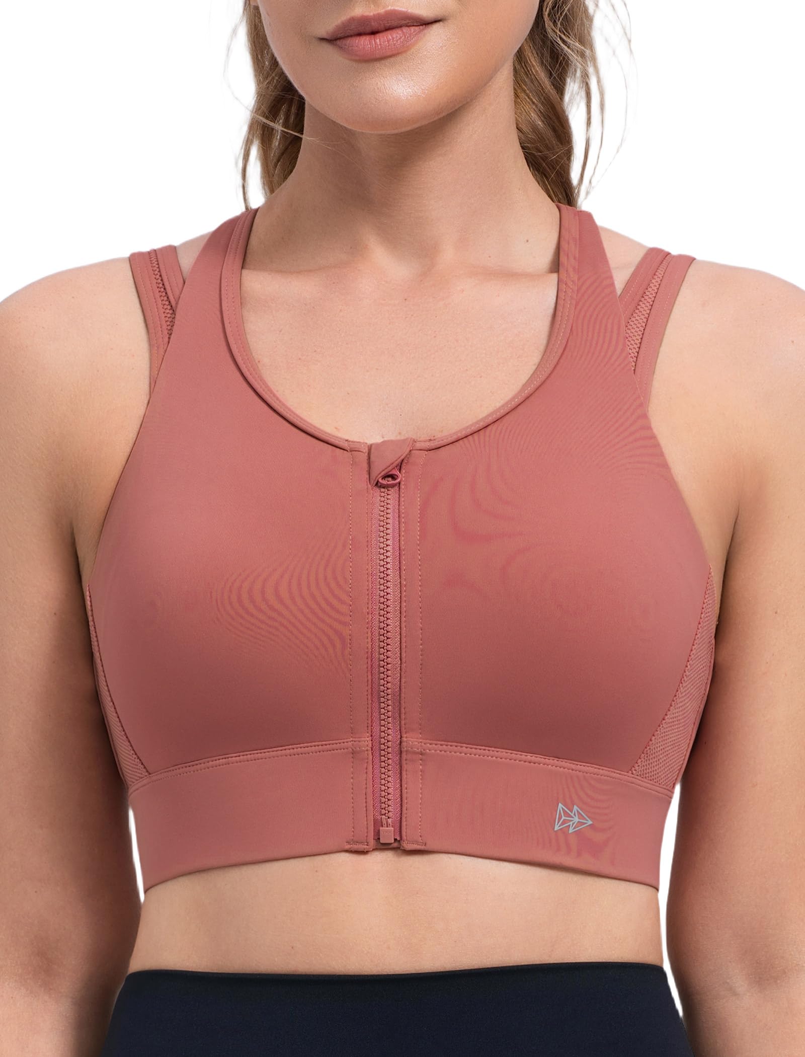 Yvette Zip Front Sports Bra High Impact Sports Bras for Women Plus Size