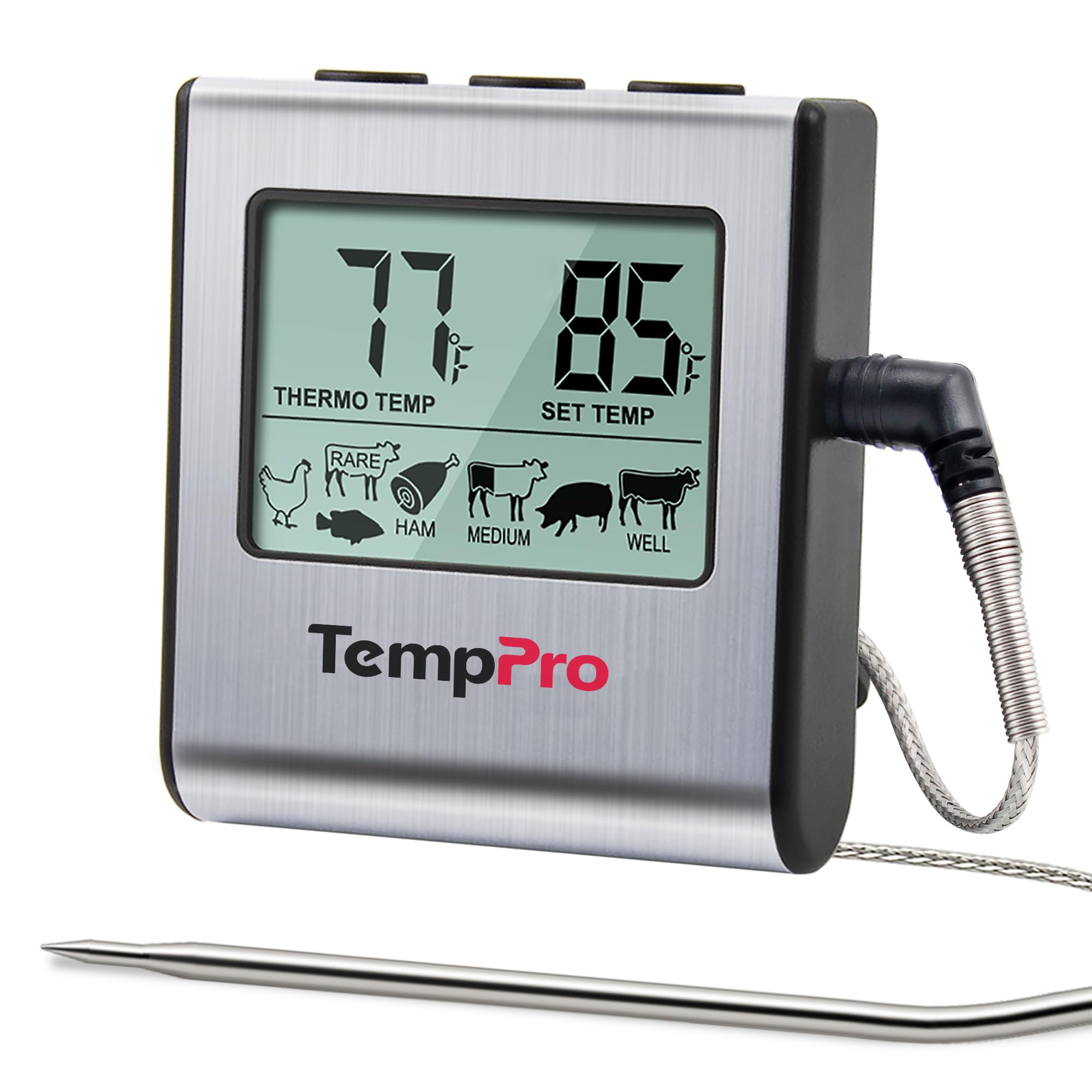 TempPro TempTrack Large LCD Digital Meat Thermometer for Cooking, Smoking | Kitc