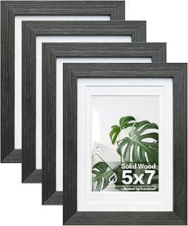 Egofine 5x7 Picture Frames with Plexiglass, 3.5x5/4x6 Pictures with Mat or 5x7 Without Mat for Tabletop and Wall Mount, Black