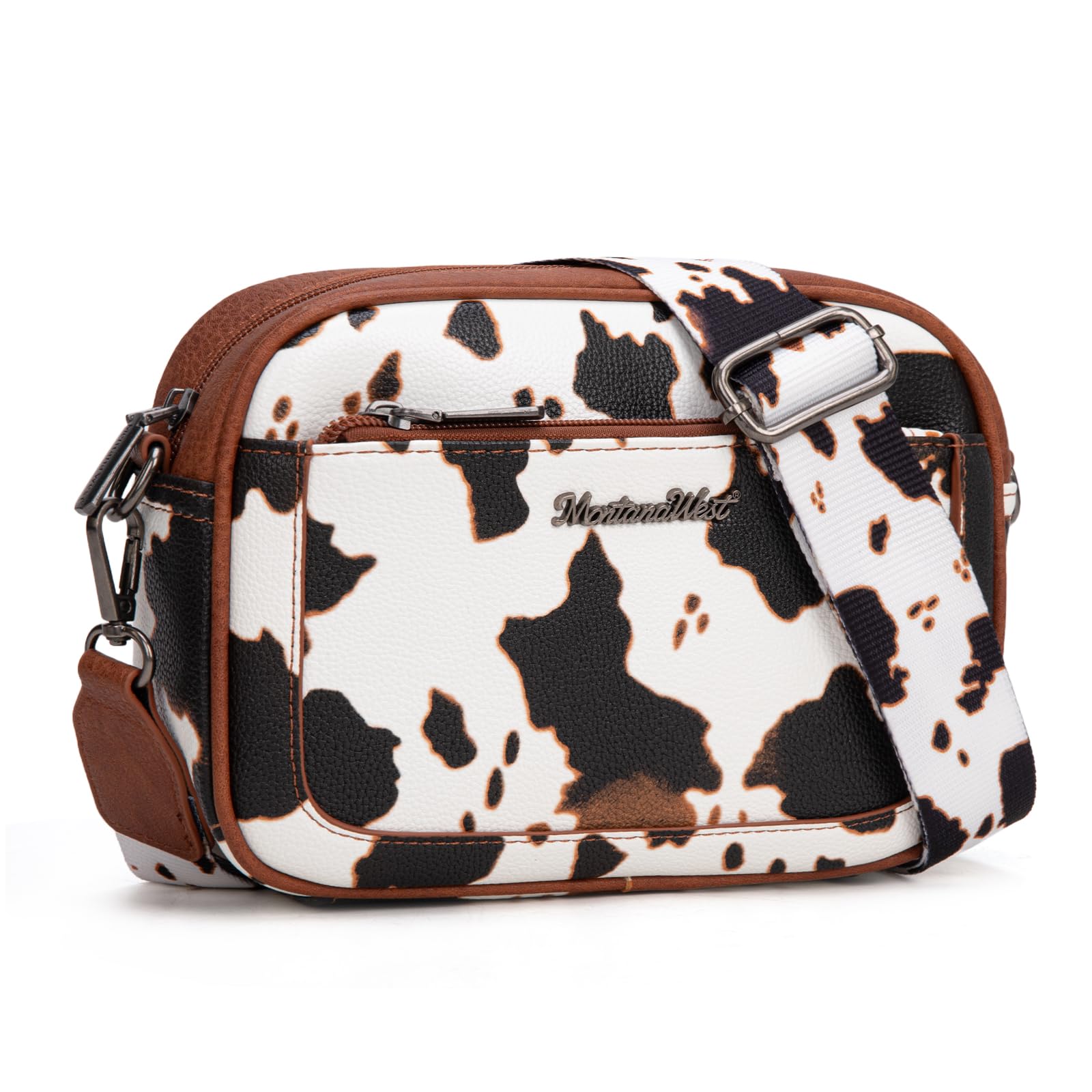 Montana West Crossbody Bags for Women Cow Print Purse Triple Zip Shoulder Handba