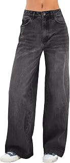 EMMIOL Women Loose Jeans Mid Low Rise Streetwear Vintage Wide Leg Straight Jeans Women Denim Pants Casual Pants
