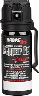 SABRE Crossfire Pepper Gel - 360° Spray for Defense at Any Angle, Maximum Strength Police-Grade OC Pepper Spray with UV Marking Dye, 20‑Foot Tactical Range, Fast Flip Top Safety, Belt Clip, 1.5 fl oz