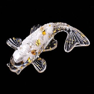 Crystal Stone Gravel Lucky Koi Fish Figurine Resin Mini Quartz Fancy Carp Statue Home Decoration Desk Ornament Gift