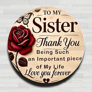 To My Sister Thank You Vintage Rustic Aluminum Metal Round Wall Sign, 8" Indoor Outdoor Gift and Decoration for Home, Office, Cafe, Garden Farm