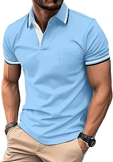 zitysport Men's Polo Shirt Short Sleeve Breathable Golf Shirt Summer Sports Basic Slim Fit T-Shirt with Chest Pocket Polo Shirt