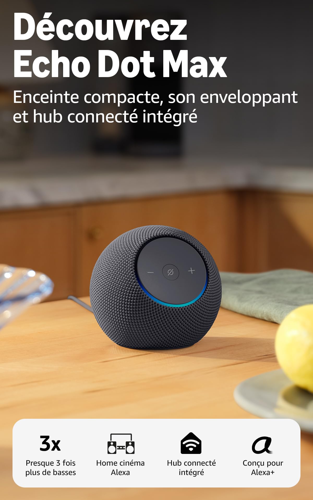 Amazon Echo Dot Max (newest gen), Alexa speaker with room-filling sound and buil