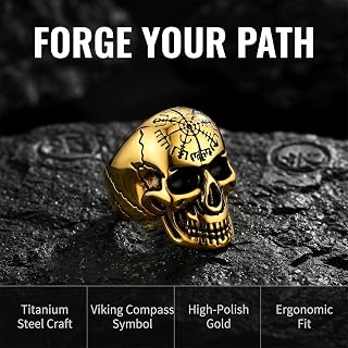 Gothic Skull Ring for Women Men Gold Plated Black/Silver Nordic Style Vintage Biker Ring Size 7-14