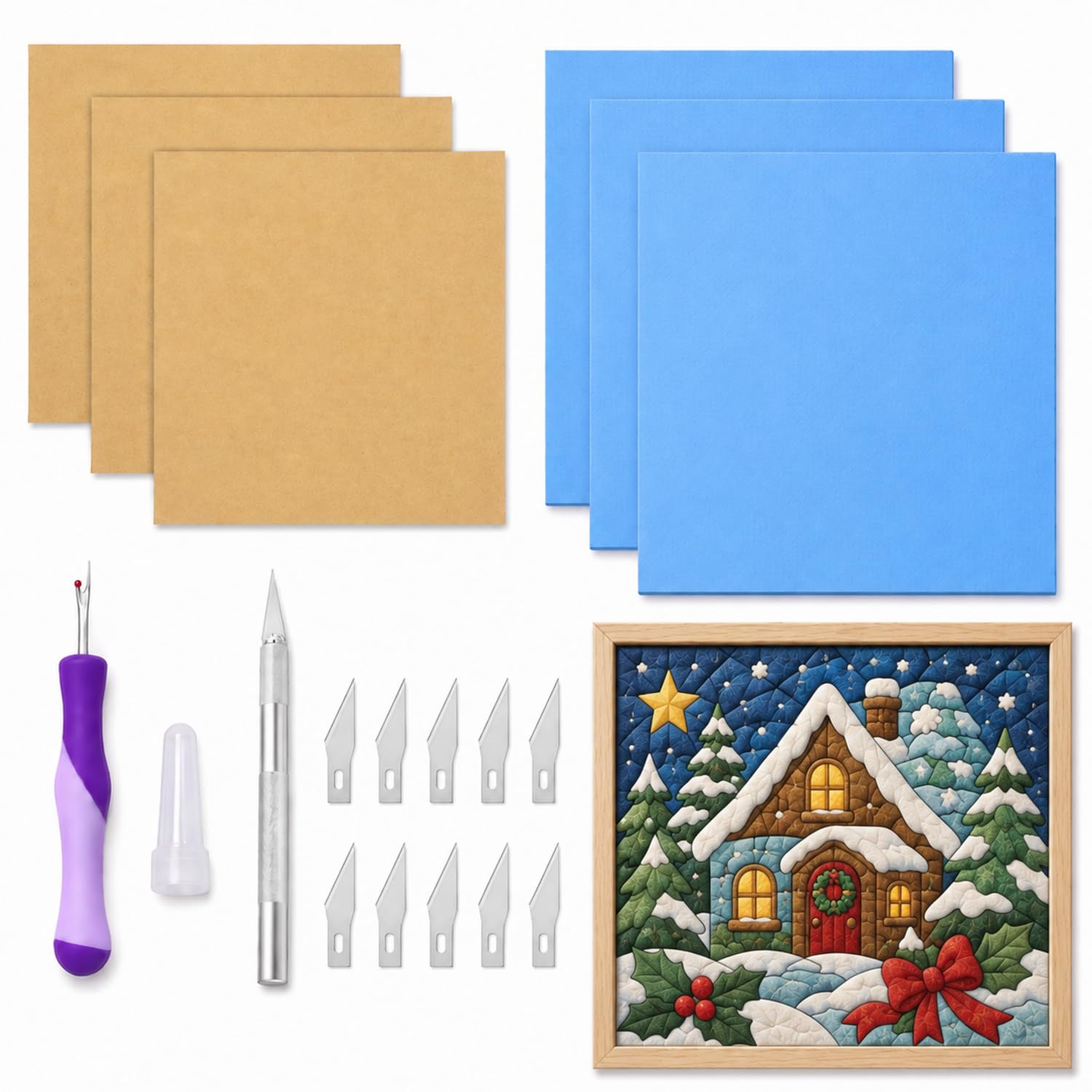 Pangda 8 Pcs Kinusaiga Fabric Art Kit DIY No Sew Fabric Art Craft for Adult | 7 
