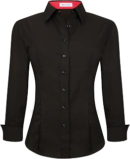 Alex Vando Womens Dress Shirts Long Sleeve Wrinkle Free Fitted Solid Color Stretch Work Business Casual Office Shirt Ladies Blouses