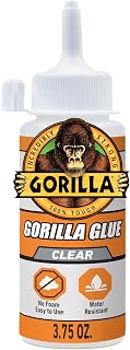 Gorilla Clear Glue, All Purpose, Polyurethane, 3.75 oz Bottle | Water Resistant Formula, No Foaming, Bonds Wood, Stone, Metal, Ceramic, and Foam, Ideal for Indoor and Outdoor Use