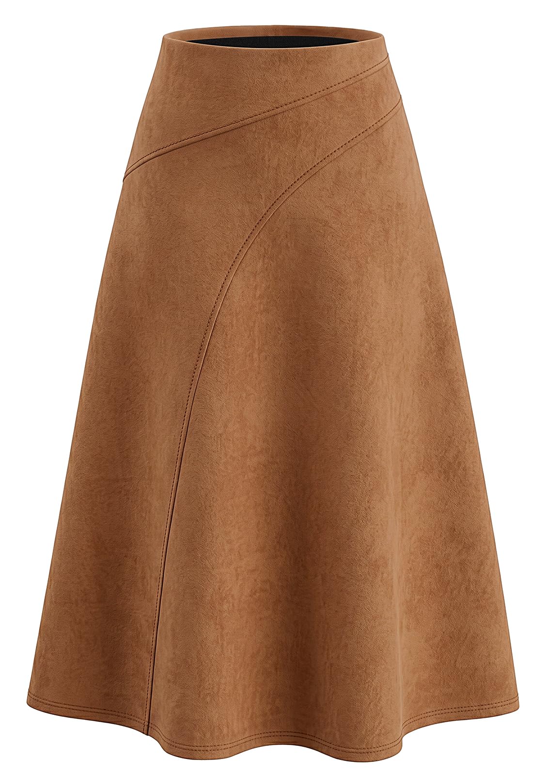 HEEKPEK Women's Suede Midi Skirt High Waist A Line Skirts 2026