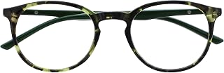 OPULIZE Met Glasses Round Frame Tortoiseshell Green Scratch Resistant Spring Hinges Computer Gaming Anti-glare Men Women R60-6 +0.00