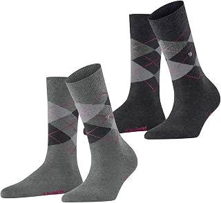 Burlington Women's Everyday Argyle Socks Breathable Cotton Soft On Skin Hard-Wearing Reinforced Argyle Pattern ONE-SIZE-FITS-ALL Gift Idea 2 Pairs