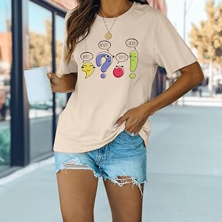 Maglietta da donna con stampa grafica, casual, a maniche corte, con design alla moda, per uso quotidiano e da viaggio