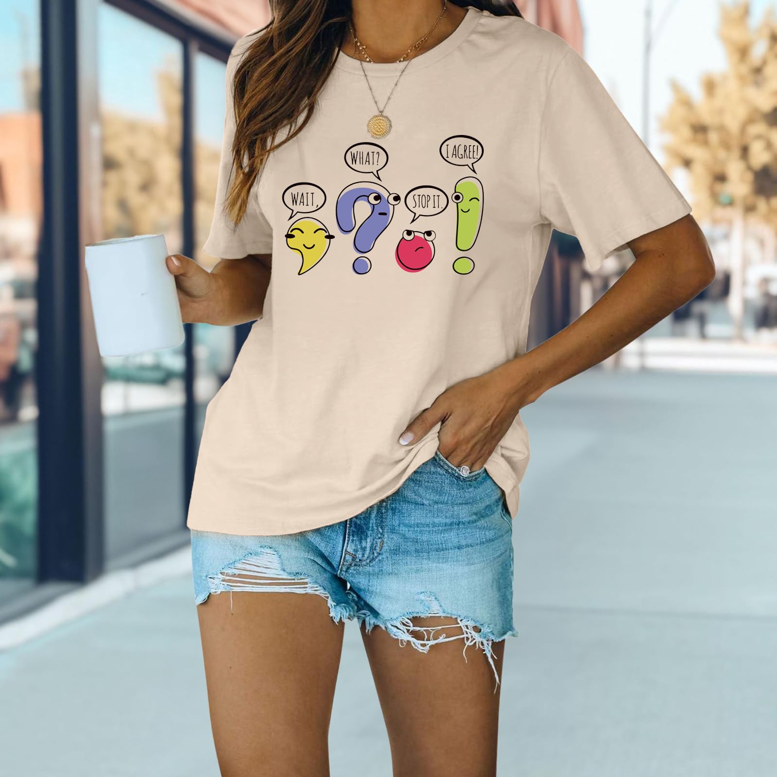Maglietta da donna con stampa grafica, casual, a maniche corte, con design alla 