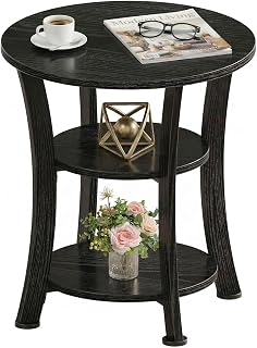 Round End Table 3 Tier Side Table, Small Space Nightstand