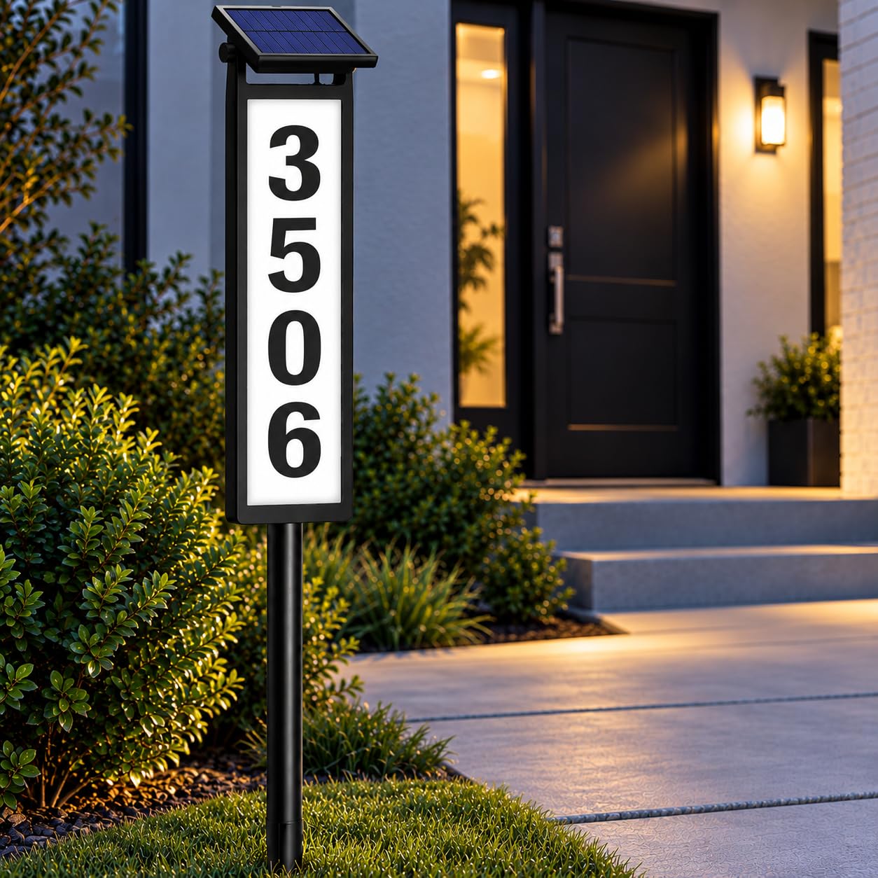 Eyrosa Solar Address Sign, Aluminum Lighted House Numbers for Outside Yard | Sol