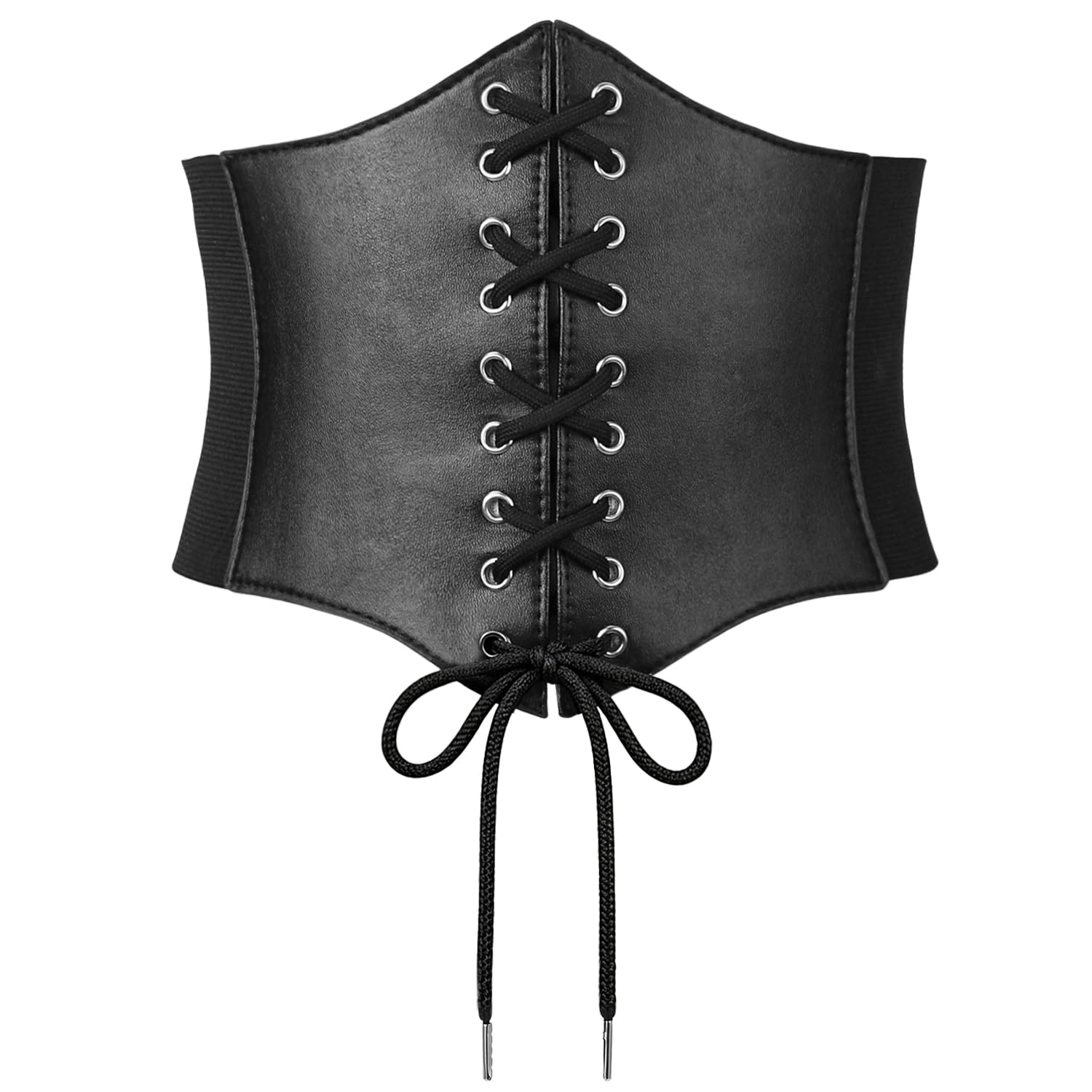 XZQTIVE Black Corset Waist Belt for Women, Wide Elastic Tie Waspie Belt for Dres