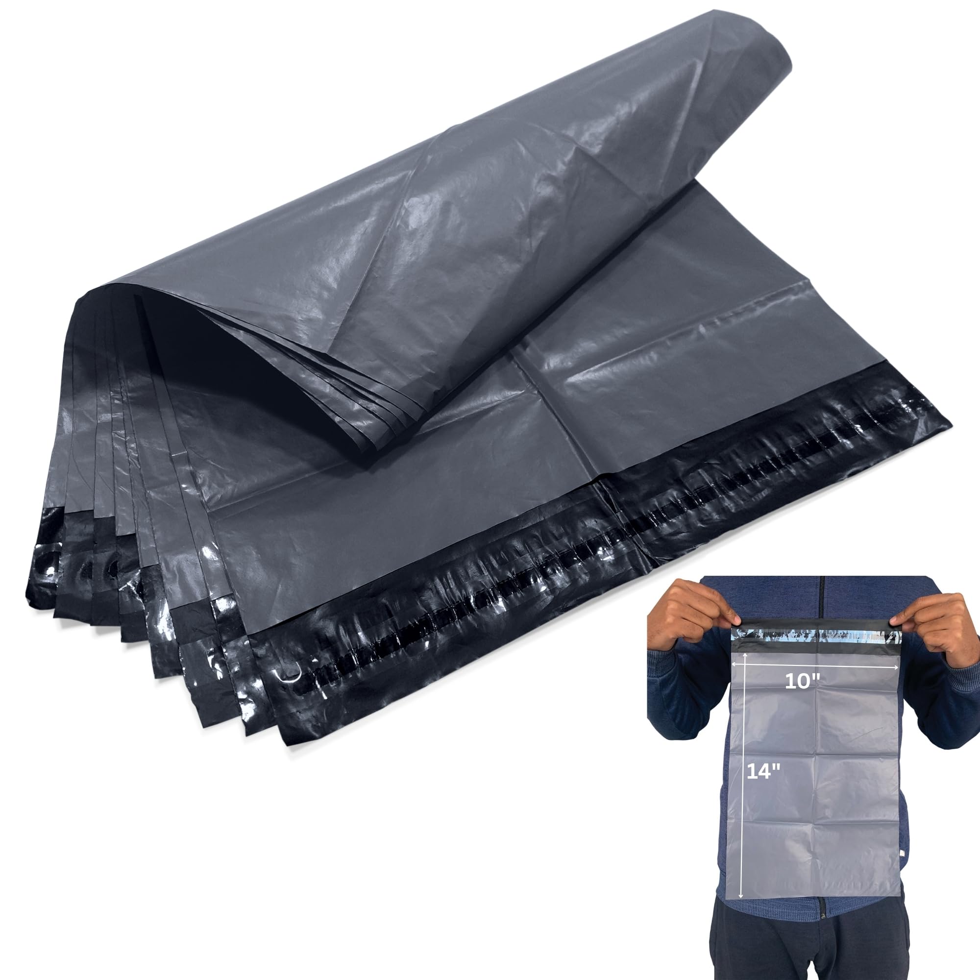JeeJaan® 50 Grey Mailing Bags 10x14 in Parcel Bags (254 x 354mm) A4 Poly Mailers