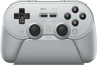 8BitDo Pro 3 Bluetooth Controller for Switch/Switch 2 – TMR Joysticks, Swappable ABXY Buttons, Pro Back Buttons, Charging Dock, Hall Effect Triggers, for Windows, Apple, SteamOS, Android - Gray
