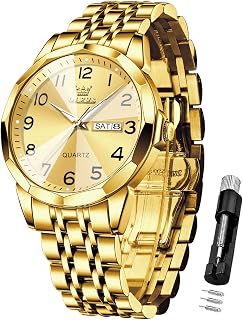 OLEVS Reloj de Hombre analógico de Cuarzo Digital de Acero Inoxidable, Impermeable, Brillante, Fecha, Regalo de Lujo